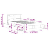 Bed Frame with Headboard without Mattress Smoked Oak 75x190 cm Small Single 3295622