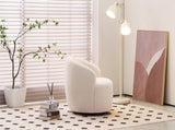 008S Teddy Fabric Swivel Accent Armchair Barrel Chair With Black Powder Coating Metal Ring, Ivory W1397P262484