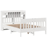 ZNTS Bed Frame without Mattress White 140x200 cm Solid Wood Pine 3323261