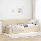 Corner Bed Frame with Headboard Cream 80 x 200 cm Fabric 42016453