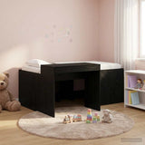 Kids'High Bed Frame with Desk Black Engineered Wood 3422668