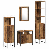 Bathroom Furniture Set with Door 4 pcs Old wood Engineered wood 3332594