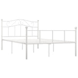 Bed Frame White Metal Double Durable Bed Frame Rectangular 284519