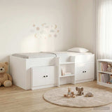 Loft Bed Frame with Cabinet 3 pcs White Engineered Wood 3423390
