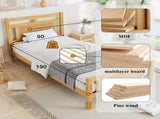 Wooden bed, 3ft single bed 90190cm, MDF with rattan paper, Sturdy bed slats, PineMDFPlywood, Wood N604P353107N