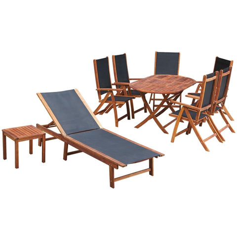 ZNTS 9 Piece Outdoor Dining Set with Cushions Solid Acacia Wood 42649