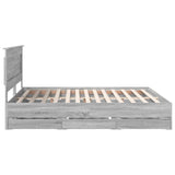 Bed Frame with Drawer Grey Sonoma 200 x 200 cm Engineer Wood 3410156