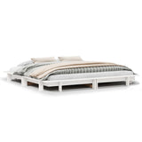 Bed Frame without Mattress White 200x200 cm Solid Wood Pine 3302262