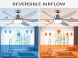 Reversible Ceiling Fan with Light, 6 Blades Indoor Modern Mount LED Lighting Fan with Remote T3398P341458