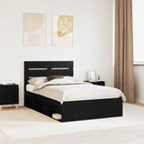 Bed Frame with Headboard Black 135 x 190 cm Solid Pine Wood 3411753