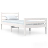 Bed Frame without Mattress White Solid Wood 100x200 cm 814810