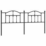 Headboard Black Powder-Coated Steel Double Classy Style 353476