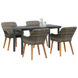 Garden Dining Set with Cushion 5 pcs Grey Poly Rattan 3261686