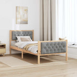 Bed Frame with Headboard Light Grey 90 x 190 cm Solid Pine Wood 878434