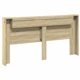 Storage Headboard with LED Sonoma Oak Engineered Wood 3418693