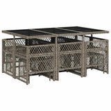 11 Piece Garden Dining Set with Cushions Grey Poly Rattan 3210788