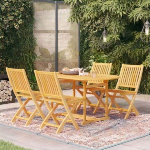5 Piece Garden Dining Set Solid Teak Wood 3059537