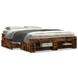 Bed Frame without Mattress Smoked Oak 140x200 cm Engineered Wood 3295475