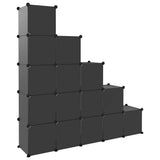 Storage Cube Organiser with 15 Cubes and Doors Black PP 340554