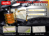 12V Aprilia Licensed Kids Motorbike with Training Wheels, Spring Suspension, LED Headlight, USB, T3398P348446