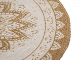Area Rugs Floral Natural with White Print 122 x 183 cm Jute 42010826