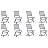 Outdoor Chair Set of 8 Grey Acacia Wood Standard Foldable 3078289