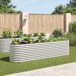 Garden Raised Bed 320x80x81 cm Galvanised Steel Silver 45512