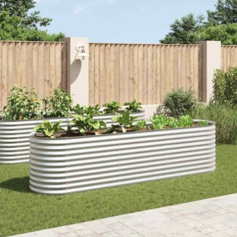 Garden Raised Bed 320x80x81 cm Galvanised Steel Silver 45512