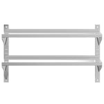 ZNTS 2-Tier Wall Shelf 100x30x60 cm Silver Stainless Steel 30310