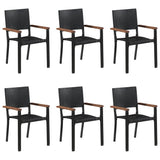 Dining Set Black Solid Acacia wood, PE rattan, Powder-Coated Steel 3070765