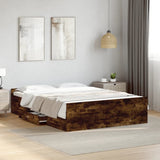 Bed Frame with Drawers without Mattress Smoked Oak 120x190 cm Small Double 3280325