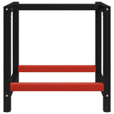 ZNTS Work Bench Frame Metal 80x57x79 cm Black and Red 147923