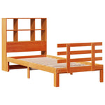 ZNTS Bookcase Bed without Mattress Wax Brown 75x190 cm Small Single Solid Wood Pine 3322767