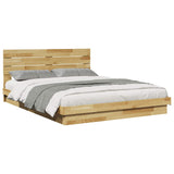 Bed Frame with Headboard without Mattress 150x200 cm King Size Solid Wood Oak 3315741