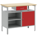Work Bench with Drawer with Shelf Red and Grey 100 x 55 x 85 cm 4103459