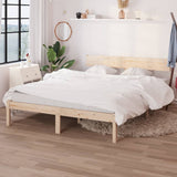 Bed Frame Pine Solid Pinewood Double Durable Bed Frame 810147