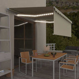 Manual Awning with Solar LED 4 x 3 m Cream 100% Polyester 3069302