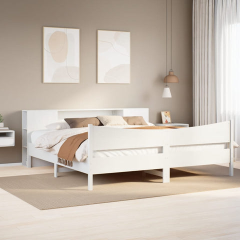 ZNTS Bed Frame without Mattress White 180x200 cm Super King Solid Wood Pine 3323291