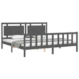 Bed Frame without Mattress Grey 200x200 cm Solid Wood Pine 3192188