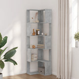 Corner Bookcase 5-Tier Concrete Grey 50x50x179 cm Engineered Wood 852585