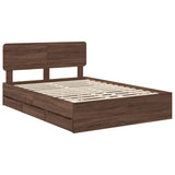 Bed Frame with Drawer Brown Oak 140 x 190 cm Engineered Wood 3412191