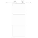 Sliding Door White 76x205 cm Tempered Glass and Aluminium 155204