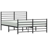 Metal Bed Frame without Mattress with Footboard Black 140x200cm 352338