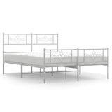 Metal Bed Frame without Mattress with Footboard White 135x190cm 355333