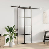 Sliding Door with Hardware Set Black 90x205 cm ESG Glass 3375945