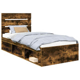 Bed Frame Smoked Oak 100 x 200 cm Solid Pine Wood 3411780