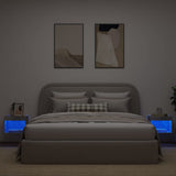 Bedside Cabinets with LED Lights Wall-mounted 2 pcs Concrete Grey 837120