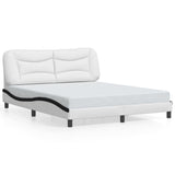 Bed Frame with LED without Mattress "Hvar" White and Black 160x200 cm 3213947