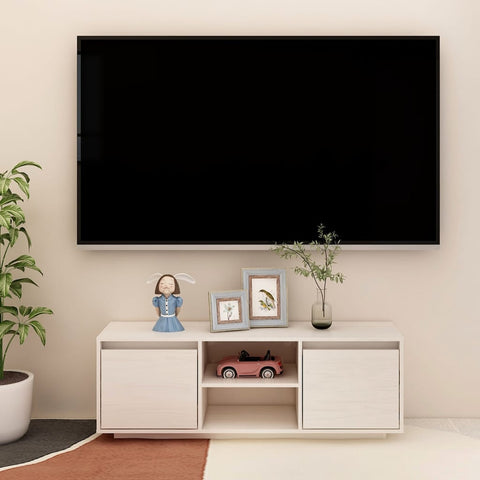 TV Cabinet White 110x30x40 cm Solid Pinewood 809901