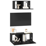 TV Cabinet Set 2 pcs Black Oak Engineered Wood 3393382